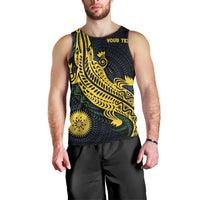 Personalized Solomon Islands Independence Anniversary Men Tank Top Crocodile Mix Tapa