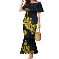 Personalized Solomon Islands Independence Anniversary Mermaid Dress Crocodile Mix Tapa