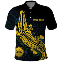 Personalized Solomon Islands Independence Anniversary Polo Shirt Crocodile Mix Tapa