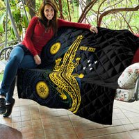 Personalized Solomon Islands Independence Anniversary Quilt Crocodile Mix Tapa