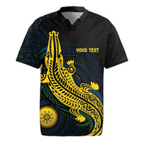 Personalized Solomon Islands Independence Anniversary Rugby Jersey Crocodile Mix Tapa
