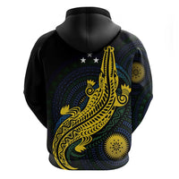 Personalized Solomon Islands Independence Anniversary Zip Hoodie Crocodile Mix Tapa