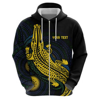 Personalized Solomon Islands Independence Anniversary Zip Hoodie Crocodile Mix Tapa