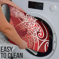Aotearoa Maori Koru Curves Bathroom Set Silver Ferns - Crimson Red