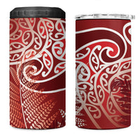 Aotearoa Maori Koru Curves 4 in 1 Can Cooler Tumbler Silver Ferns - Crimson Red