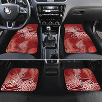 Aotearoa Maori Koru Curves Car Mats Silver Ferns - Crimson Red