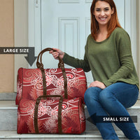 Aotearoa Maori Koru Curves Travel Bag Silver Ferns - Crimson Red