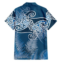 Aotearoa Maori Koru Curves Hawaiian Shirt Silver Ferns - Navy Blue