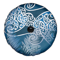 Aotearoa Maori Koru Curves Spare Tire Cover Silver Ferns - Navy Blue