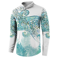 Aotearoa Maori Koru Curves Button Sweatshirt Mossy Paua Shell