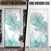 Aotearoa Maori Koru Curves Door Cover Mossy Paua Shell