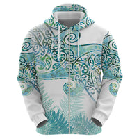 Aotearoa Maori Koru Curves Hoodie Mossy Paua Shell