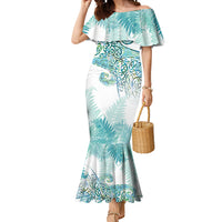 Aotearoa Maori Koru Curves Mermaid Dress Mossy Paua Shell