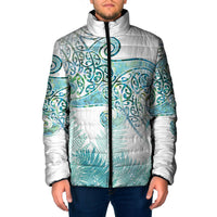 Aotearoa Maori Koru Curves Padded Jacket Mossy Paua Shell