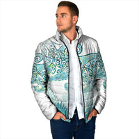 Aotearoa Maori Koru Curves Padded Jacket Mossy Paua Shell