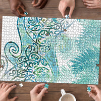 Aotearoa Maori Koru Curves Puzzle Mossy Paua Shell