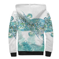 Aotearoa Maori Koru Curves Sherpa Hoodie Mossy Paua Shell