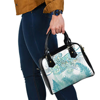 Aotearoa Maori Koru Curves Shoulder Handbag Mossy Paua Shell