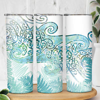 Aotearoa Maori Koru Curves Skinny Tumbler Mossy Paua Shell