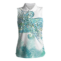 Aotearoa Maori Koru Curves Women Sleeveless Polo Shirt Mossy Paua Shell