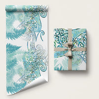 Aotearoa Maori Koru Curves Wrapping Paper Mossy Paua Shell