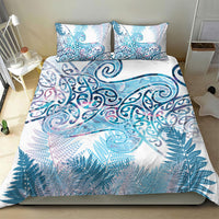 Aotearoa Maori Koru Curves Bedding Set Aqua Paua Shell