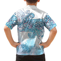 Aotearoa Maori Koru Curves Family Matching Off Shoulder Maxi Dress and Hawaiian Shirt Aqua Paua Shell