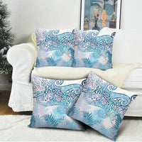 Aotearoa Maori Koru Curves Pillow Cover Aqua Paua Shell