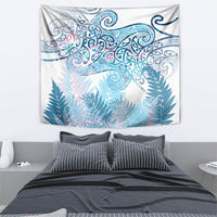 Aotearoa Maori Koru Curves Tapestry Aqua Paua Shell