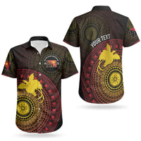 Papua New Guinea Independence Personalized Couples Matching Short Sleeve Bodycon Dress and Hawaiian Shirt Tapa Circle LT7 - Polynesian Pride
