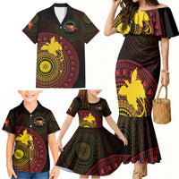 Papua New Guinea Independence Personalized Family Matching Mermaid Dress and Hawaiian Shirt Tapa Circle LT7 - Polynesian Pride