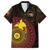 Papua New Guinea Independence Personalized Family Matching Off Shoulder Maxi Dress and Hawaiian Shirt Tapa Circle LT7 Dad's Shirt - Short Sleeve Black - Polynesian Pride