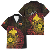 Papua New Guinea Independence Personalized Family Matching Off Shoulder Short Dress and Hawaiian Shirt Tapa Circle LT7 Dad's Shirt - Short Sleeve Black - Polynesian Pride