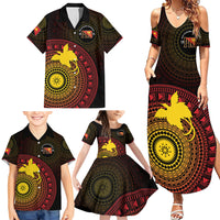Papua New Guinea Independence Personalized Family Matching Summer Maxi Dress and Hawaiian Shirt Tapa Circle LT7 - Polynesian Pride