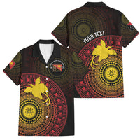 Papua New Guinea Independence Personalized Family Matching Summer Maxi Dress and Hawaiian Shirt Tapa Circle LT7 Dad's Shirt - Short Sleeve Black - Polynesian Pride