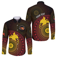 Papua New Guinea Independence Personalized Family Matching Summer Maxi Dress and Hawaiian Shirt Tapa Circle LT7 Dad's Shirt - Long Sleeve Black - Polynesian Pride