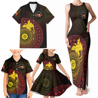 Papua New Guinea Independence Personalized Family Matching Tank Maxi Dress and Hawaiian Shirt Tapa Circle LT7 - Polynesian Pride