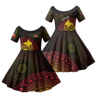 Papua New Guinea Independence Personalized Family Matching Tank Maxi Dress and Hawaiian Shirt Tapa Circle LT7 Daughter's Dress Black - Polynesian Pride