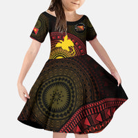 Papua New Guinea Independence Personalized Kid Short Sleeve Dress Tapa Circle