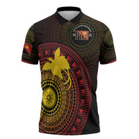 Papua New Guinea Independence Personalized Zipper Polo Shirt Tapa Circle