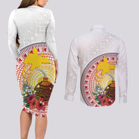 Hapi De Bilong Indipendens Papua New Guinea Couples Matching Long Sleeve Bodycon Dress and Long Sleeve Button Shirt PNG Lime Pot LT7 - Polynesian Pride