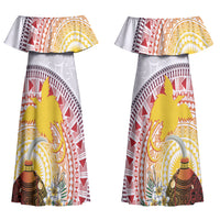 Hapi De Bilong Indipendens Papua New Guinea Couples Matching Off Shoulder Maxi Dress and Hawaiian Shirt PNG Lime Pot LT7 - Polynesian Pride