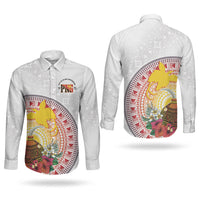 Hapi De Bilong Indipendens Papua New Guinea Couples Matching Off Shoulder Short Dress and Long Sleeve Button Shirt PNG Lime Pot LT7 - Polynesian Pride