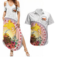 Hapi De Bilong Indipendens Papua New Guinea Couples Matching Summer Maxi Dress and Hawaiian Shirt PNG Lime Pot LT7 White - Polynesian Pride