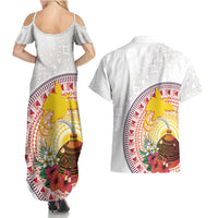 Hapi De Bilong Indipendens Papua New Guinea Couples Matching Summer Maxi Dress and Hawaiian Shirt PNG Lime Pot LT7 - Polynesian Pride