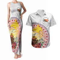 Hapi De Bilong Indipendens Papua New Guinea Couples Matching Tank Maxi Dress and Hawaiian Shirt PNG Lime Pot LT7 White - Polynesian Pride
