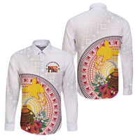 Hapi De Bilong Indipendens Papua New Guinea Family Matching Mermaid Dress and Hawaiian Shirt PNG Lime Pot LT7 Dad's Shirt - Long Sleeve White - Polynesian Pride