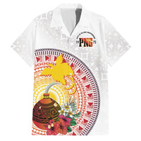 Hapi De Bilong Indipendens Papua New Guinea Family Matching Off The Shoulder Long Sleeve Dress and Hawaiian Shirt PNG Lime Pot LT7 Dad's Shirt - Short Sleeve White - Polynesian Pride