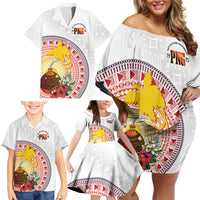 Hapi De Bilong Indipendens Papua New Guinea Family Matching Off Shoulder Short Dress and Hawaiian Shirt PNG Lime Pot LT7 - Polynesian Pride