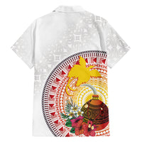Hapi De Bilong Indipendens Papua New Guinea Family Matching Off Shoulder Short Dress and Hawaiian Shirt PNG Lime Pot LT7 Dad's Shirt - Long Sleeve White - Polynesian Pride